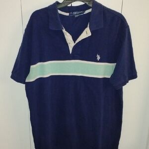 U.S. Polo Assn. Navy Polo with Mint and White Stripe